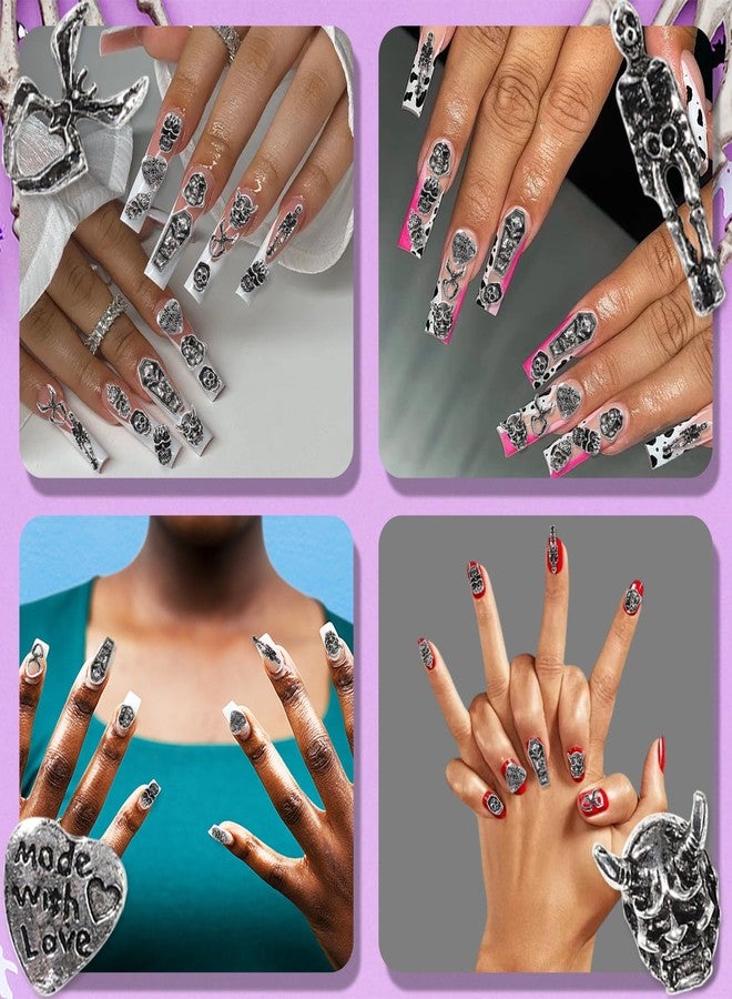 KYLELOVE Nail Gems and Charms Y2K 90 PCS Skull Nail Charm 3D Spider Heart Shape Charms for Nails Craft DIY Art Gem Nails Supplies Decorations - Image 4